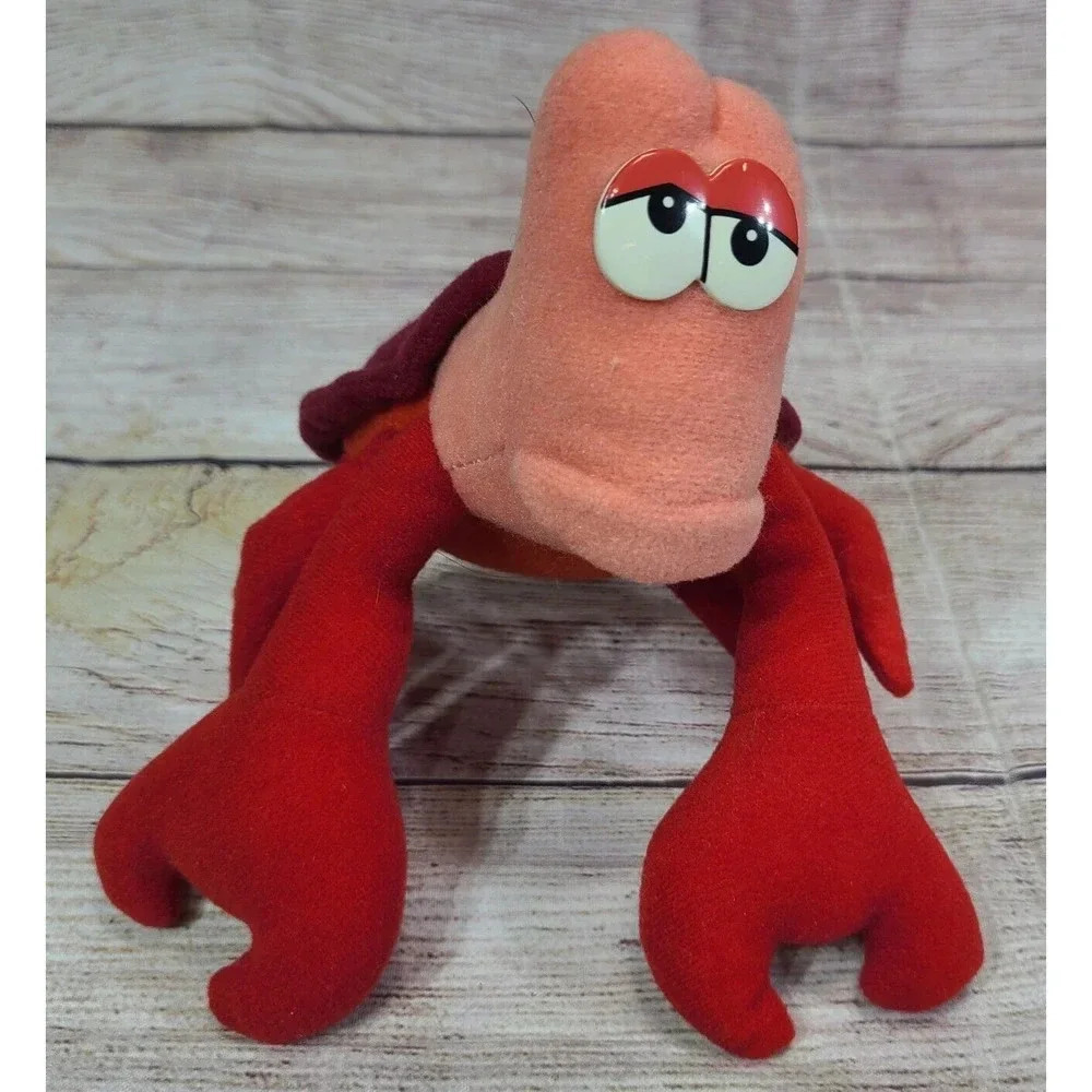Vintage Walt Disney Little Mermaid Plush Sebastian Crab Stuffed Animal Red 7"